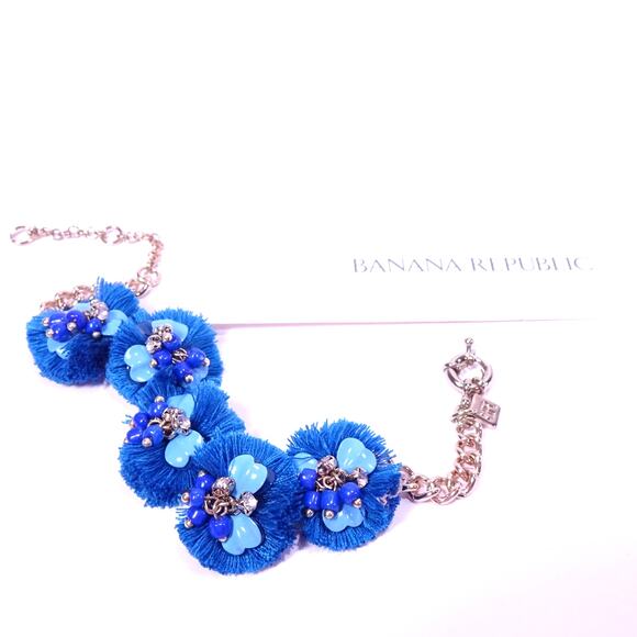 Banana Republic Women's Blue Summer Fridays Fringe Petal Bracelet NWT 45 - Picture 5 of 5